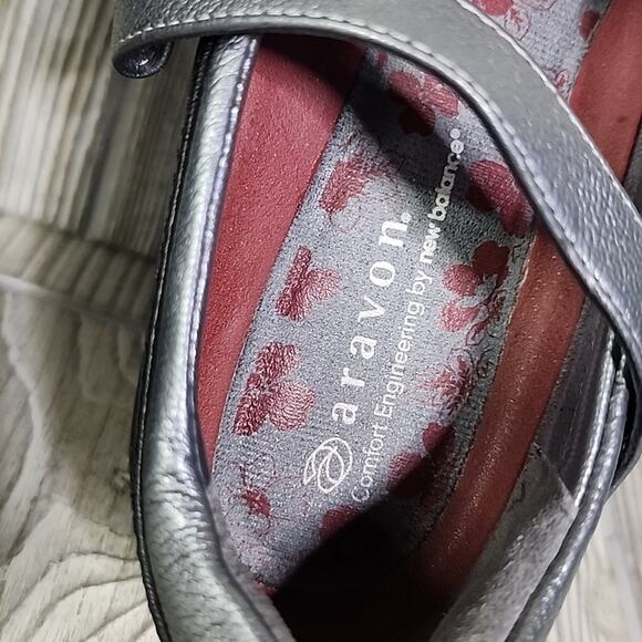 Aravon by New Balance Black and Silver Mary Jane Flats - Picture 7 of 14